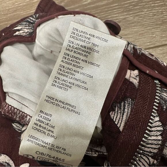 Anthropologie Linen Blend Mid Rise Wide Leg Pants Size 2 Floral Print - Picture 10 of 16